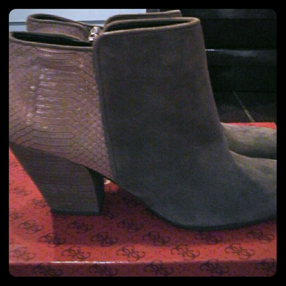 GUESS? Grey Multi Suede Bootie
